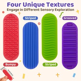 Textured Sensory Stickers for Kids – 16PC Silicone Adhesive Calm Strips for Anxiety Relief, Autism, ADHD – Quiet Fidget Toys & Desk Sensory Strips for Classroom Prizes