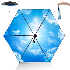 Amepanda Lightweight Folding Umbrella, New 2025 Release, Adult, Full Shade, Outer Black, Inner Design, One-Touch Auto Open, 3 Ribs, 50 cm Main Rib, 6 Ribs, Diameter 92 cm, UPF50+, Cat Pattern, Cherry