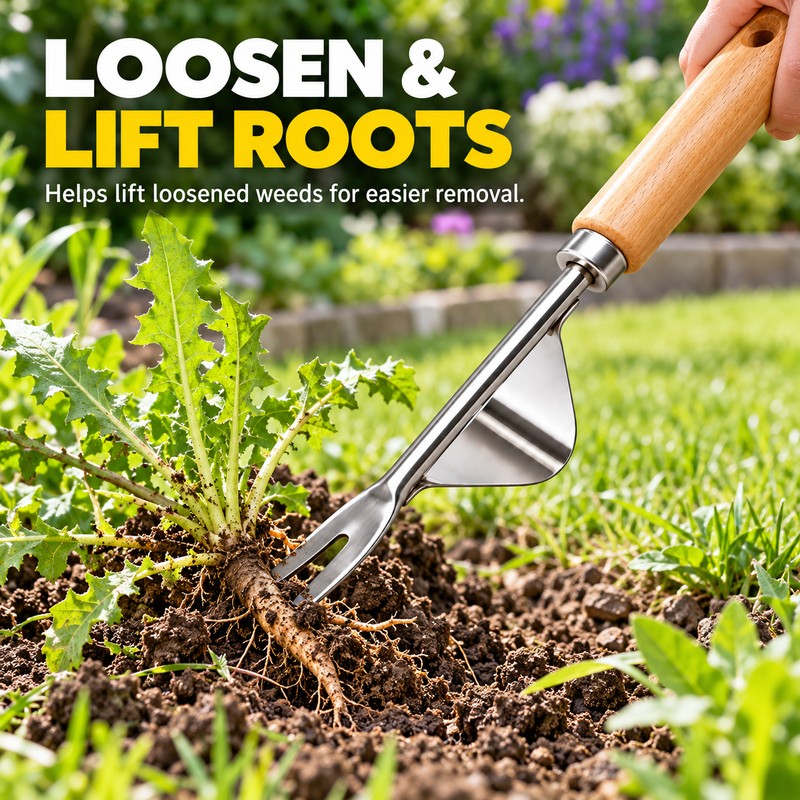 Wooden Handle Hand Weeder for Garden Weed Removal – Stainless