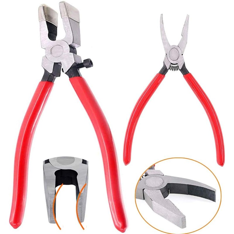 2Pcs Glass Cutting Running Pliers Stained Glasses Grozing Breaking Pliers