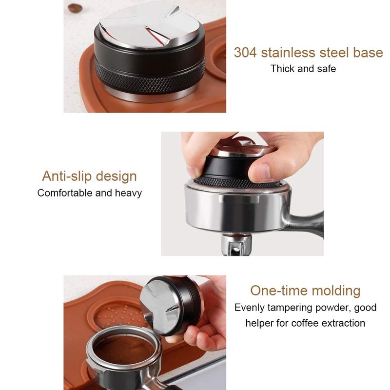 51 mm Espresso Masher Coffee Distributor, Stainless Steel Two-Head Espresso