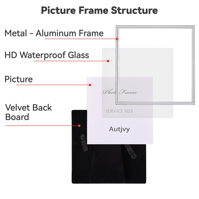 Autjvy 4x4 Picture Frame Silver Brushed Modern Simple Thin Aluminum