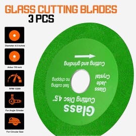 4.5" Glass Cutting Disc, 3Pcs Diamond Saw Blade for Angle Grinder, Ultra-Thin Ceramic Diamond Cutting Disc for Glass Tile Marble Ceramic Jade, 7/8" Arbor