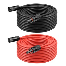 Kimbluth 10 AWG Solar Extension Cable 50FT Black + 50FT Red, 10 Gauge Solar Panel Wire Male to Female Tinned Copper Wire for Solar Panel, Automotive, RV, Boat, Outdoors