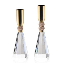 Portavelas Cristal K9 Base Pesada para Decoración De Mesa Decoraciones Navidad Fiesta Boda Halloween Lote de 2 (Oro)