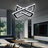 Finktonglan Modern Crystal Chandelier, Rectangular Double Ring LED Pendant Light,