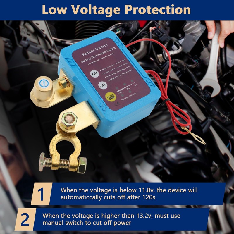 12V 240A Remote Kill Switch for Car, Remote Battery Disconnect,