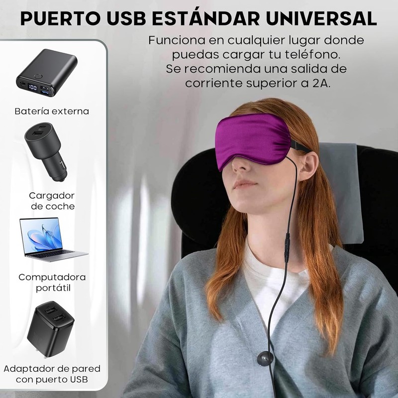 Antifaz Termico para Ojos USB con 5 Niveles de Temperatura,