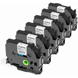 TZe-241 TZ Tape 18mm Laminated White for PT-D410 PT-D460BT PT-D600 PT-P710BT Cube PT-1750 PT-1800 Compatible with Brother TZe241 P-Touch TZe Label Tape 18 mm Label Maker Refill 3/4",6 Pack