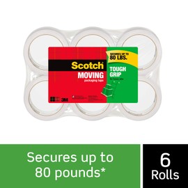 Scotch 35006Esf Tough Grip Moving Packaging Tape, 1.88-Inch X 54.6 Yds, 6 Rolls/Pk