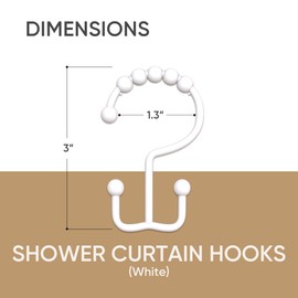 Shower Curtain Hooks - Color Up Premium Double Hook Shower Rings - Set of 12 - Stainless Steel (White)