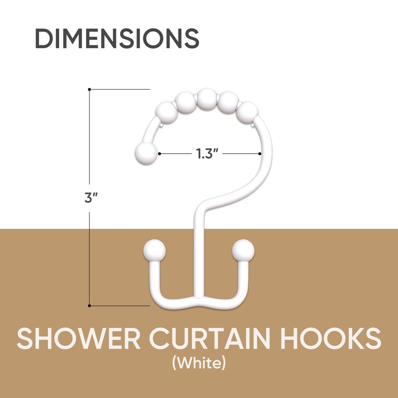 Shower Curtain Hooks - Color Up Premium Double Hook Shower