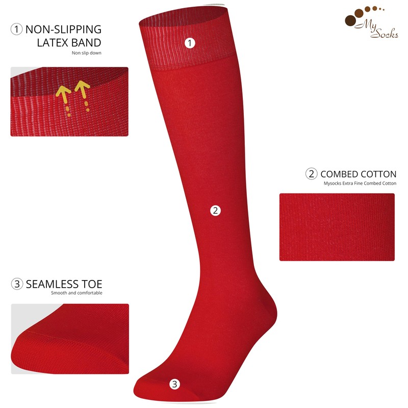 Mysocks Unisex Knee High Long Socks Red,4-7