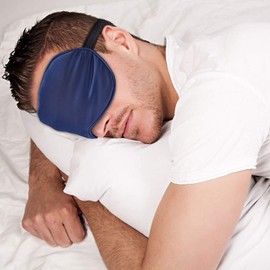 Sleep Mask Night Cover Eye Sleeping Silk Satin Masks for Women Men, Blindfold for Airplane Travel Adjustable Strap (Blue)