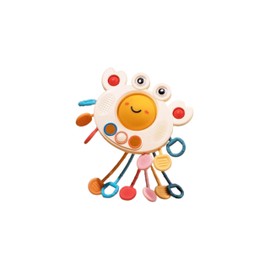 Yummy Baby Products Montessori Sensory Toy for Babies, Silicone Pull String Teething Toy, Perfect for Entertaining Baby While Developing Motor and Sensory Skills (Crab)