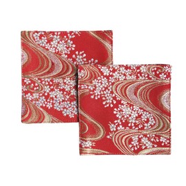 Golden Brocade Coaster [Running Water] Set of 2 Coasters Golden Brocade Nishijin Textile Japanese Pattern Kyoto Gold Orchid Red