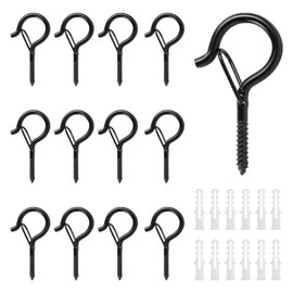 SULOLI Screw in Hooks,12PCS Cup Hooks Screw in Garden Hooks Screw Hooks for Hanging Q Hanger Hooks Outdoor for Bird Feeders,Outdoor Lights,Wood