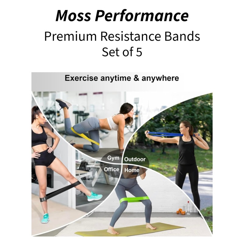 Moss Performance Premium Resistance Bands, for Physical Therapy, Strength Training,