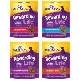 Petlewa Wellness-Wellbites Natural Grain Free Soft Dog Treats, 4 Flavor ( Beef & Turkey , Chicken & Venison , Chicken & Lamp, Turkey & Duck) 6 oz