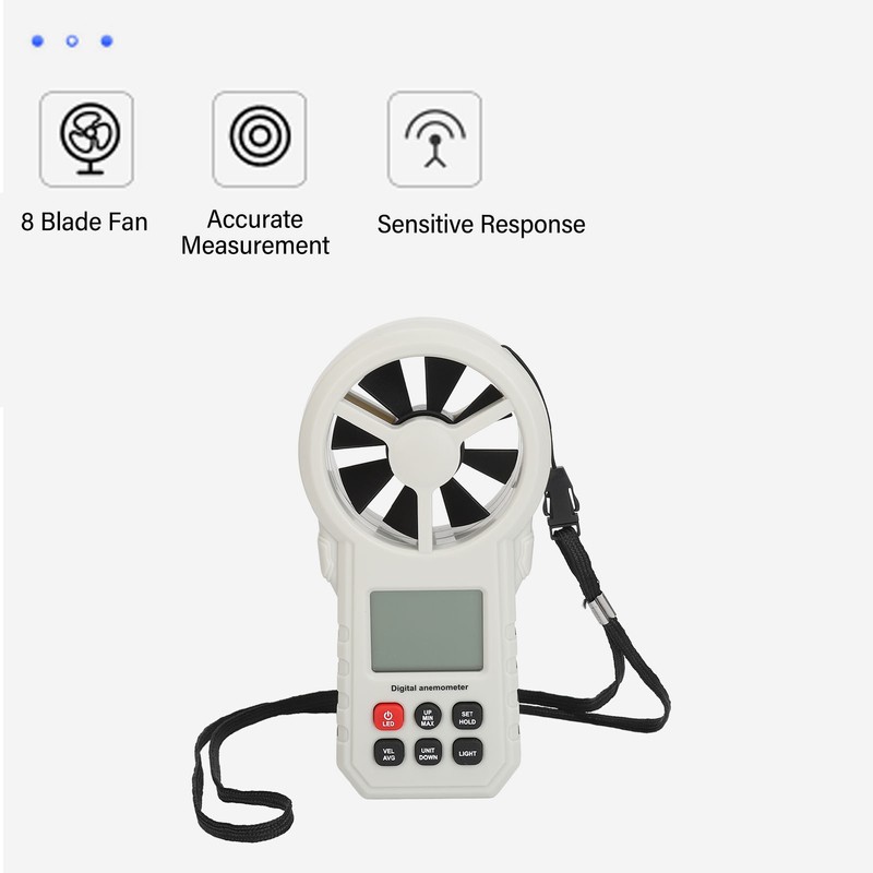Digital Anemometer High Accuracy Handheld Wind Speed Meter LCD Display