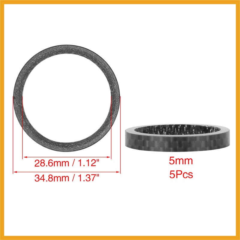 Partuto 5pcs Headset Spacer Matte Black Fit 1 1/8 Inch