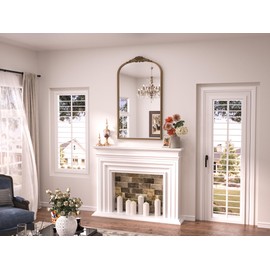 Keonjinn Vintage Gold Mirror 24" x 40", Large Mirror Decorative for Wall, Antique Bathroom Mirrors, Ornate Brass Mantle Mirrors, Baroque Decor for Entryway, Hallway, Living Room, French Cleat Mounting