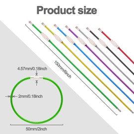 60 Packs 6" Steel Cable Keychain with Screw Lock, Heavy Duty Steel Cable Ring for Keys or Tags,DIY Colourful Steel Chain (Black/Silver)