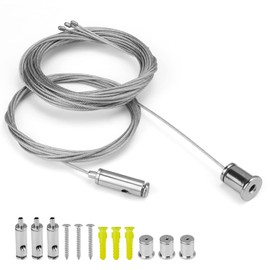 DIYCUT 4 Piece Light Suspension Installation Set, Adjustable Rope Suspension, 1.5 mm x 2 m, Wire Rope Tensioner, Metal Wire Rope Holder for LED Panel, Ceiling, Photos Mounting