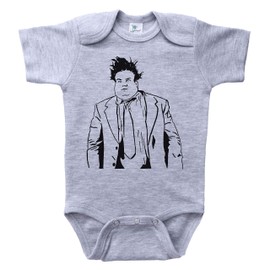 Funny Baby Onesie, Fat Man in A Little Coat, Chris Farley Inspired Baby Bodysuit (Grey Short Sleeve, Newborn)