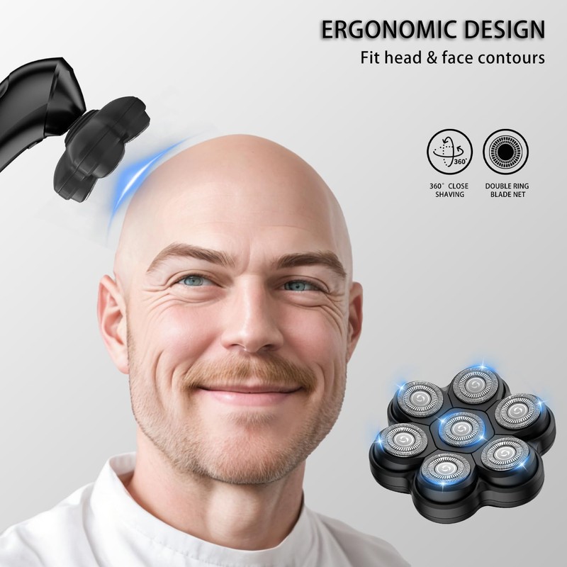 Magnetic Head Shaver Replacement Heads 7 Double Ring Waterproof Rotary