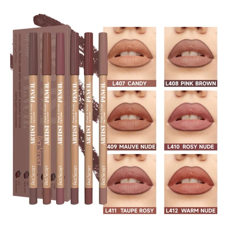 Juego De 6 Delineadores De Labios Nude Lápiz Mate Impermeab