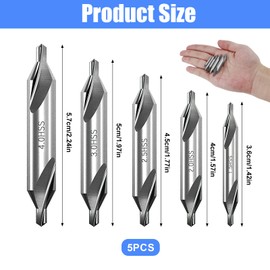 5Pcs Center Drill Bits Set M2 High Speed Steel 60 Degree Angle Metal Drill Bit Set Spotting Drill Centering Drill Bits Countersink Tools for Positioning and Chamfering Processing 1.5/2/2.5/3/4mm