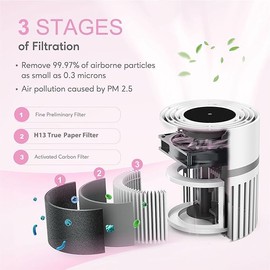 MEGAWISE EPI810 Air Purifier forLarge Room, 215 sq ft Coverage, Real-Time Air Quality Monitor, Fragrance Sponge & Wildfire Smoke, Dust Removal