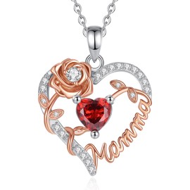 EUDORA Harmony Ball Heart Mother Daughter Necklace for Women 925 Sterling Silver Mum Necklace Mother Pendant Jewellery with Roses Mother's Day Gift for Women Mother Mum Grandmother Wife Daughter