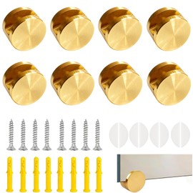 Ykendz Aluminum Mirror Clips, Round Shape Wall-Mounted Mirrors Bracket, Glass Clips Clamps Holder, Dresser Mirror Fixed Fitting for 5-11mm Thick Mirrors 8 Pcs (Gold)