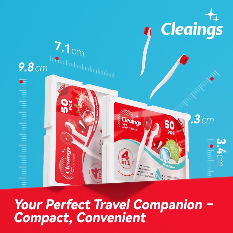 ® 50 Count Disposable Travel Toothbrushes with Toothpaste Bead, Pre-Pasted