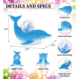 COTA Global Dolphin Snow Globe - Ocean Life Animal Water Globe Figurine with Sparkling Glitter, Zoo Collectible Novelty Ornament for Home Decor, for Birthdays, Christmas, Valentine - 45mm
