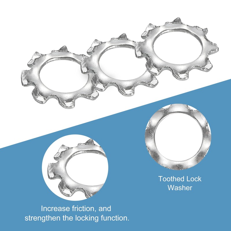 sourcing map M4 20Pcs External Tooth Lock Washers, 410 Stainless