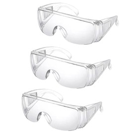 AWAVM 3 Pcs Anti-scratch Protective Glasses Eye Protective Safety Goggles Adult UV Protection Safety Goggles over Glasses for Construction, Chemicals, Laboratory