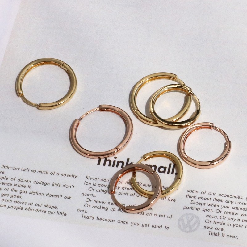 Gold&Deer 14K Goldfield Daily One-Touch Ring Earrings s (15mm) White