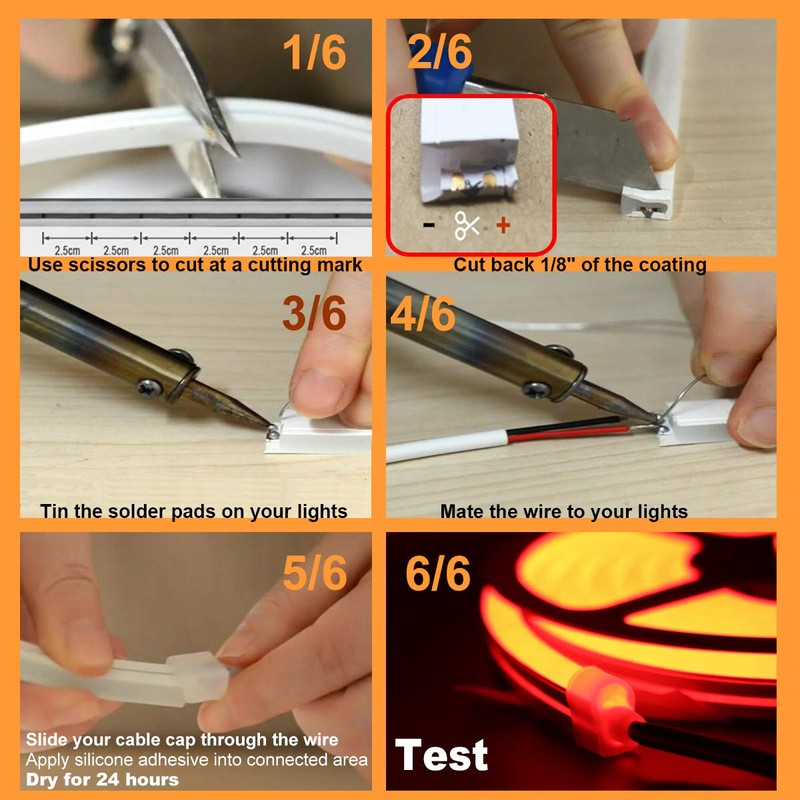 YXHL DC12V Red Silicone LED Neon Rope Light, Waterproof for