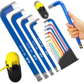 KJE 14-Piece Extra Long Jumbo Hex Key Allen Wrench Set, Large SAE Size 1/16"-3/4" with T-handle, Long Ball End, Durable S2, For Automotive, Mechanic, Furniture, Professional Grade Tools