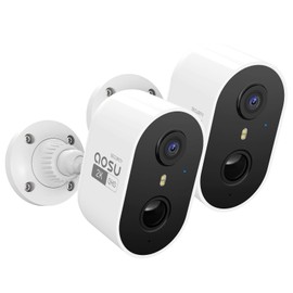 AOSU 2-Pack Security Camera Wireless Outdoor - 2K/3MP Battery Powered Exterior Camera - Siren Alarm, Color Night Vision, 2-Way Audio, AI Detection, IP65 Waterproof, Cloud/SD Storage, Works with Alexa
