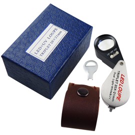 20 lupas plegables de bolsillo iluminadas para joyas, lupa, 21 mm, luz LED y UV, para rocas de ojos, sellos, monedas, relojes, pasatiempos, antigüedades y gemas