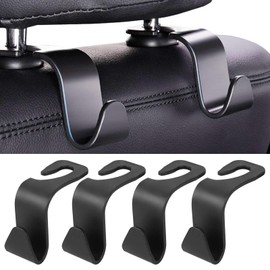 Libenxue 4Pcs Car Seat Hooks, Back Seat Headrest Hanger Universal Car Handbag Hooks Multifunctional Heavy Duty Storage for Purse Handbag Coats Grocery Bags(Black)