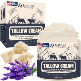Beef Tallow Cream – All Natural Grass Fed Beef Tallow and Honey All Purpose Balm – Moisturizing Face and Body Lotion for Eczema, Cracked, Dry, Itchy, Irritated Skin – Skin Repair Skincare Made in USA