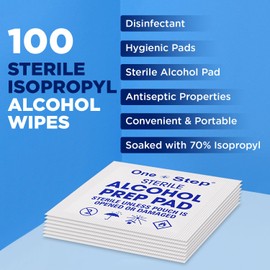One Step 70% Isopropyl Alcohol Pads C 100 Individually Wrapped Wipes