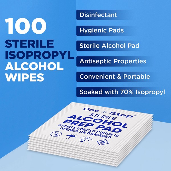 One Step 70% Isopropyl Alcohol Pads C 100 Individually Wrapped