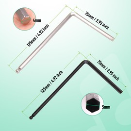 YGCQFH Guitar Truss Rod Wrench Set 2 Pcs, Guitar Truss Rod Allen Wrench Set, Includes 4mm 5mm Lengthened Ball End Truss Rod Wrenches, Suitable for Martin Acoustic Guitars & Bass, Precision Adjustment