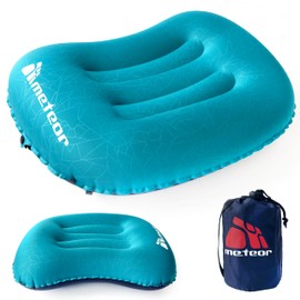 Meteor Ultralight Inflatable Camping Pillow – Compact 110g Travel Cushion for Beach, Flight, Outdoor, Lumbar, and Neck Support (Teal)
